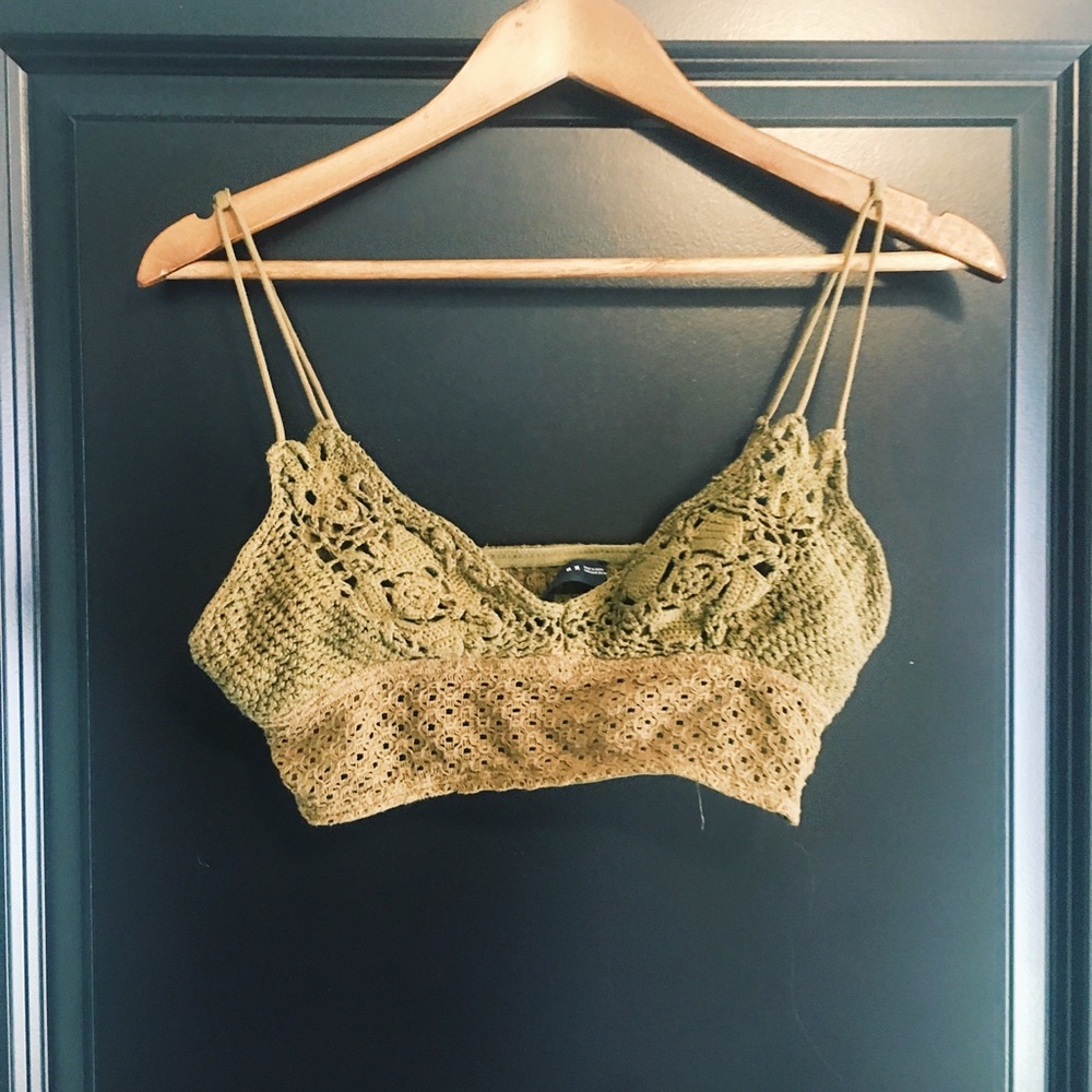 Never Been Worn Olive Green Crocheted Bralette